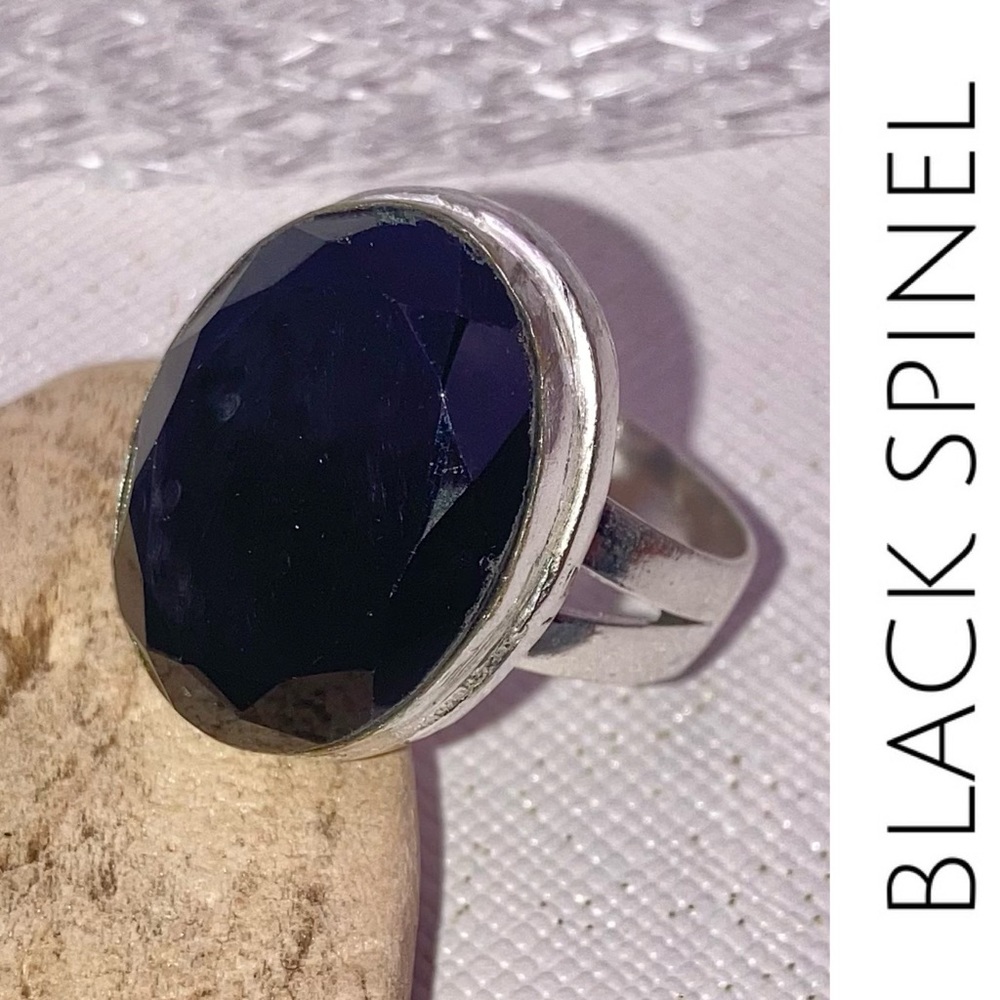 Black Spinel Gemstone Handmade Ring